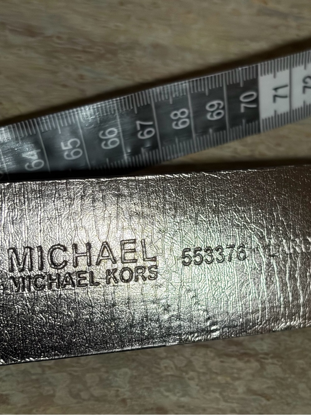 Michael Kors Men's Black Signature MK Silver Color Logo Leather Belt - Picture 11 of 16